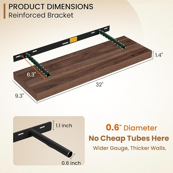 Fun Memories Floating Shelves 32 Inch Long, 9.3Inch Deep Floating Shelves - Image 3