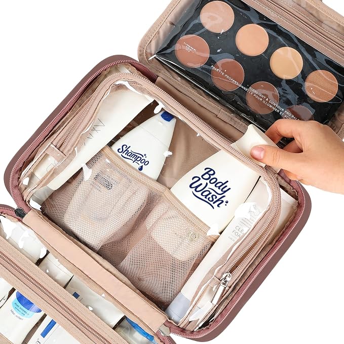 NISHEL Travel Toiletry Bag for Women, Makeup Essentials Organizer, Hanging Case - Image 4