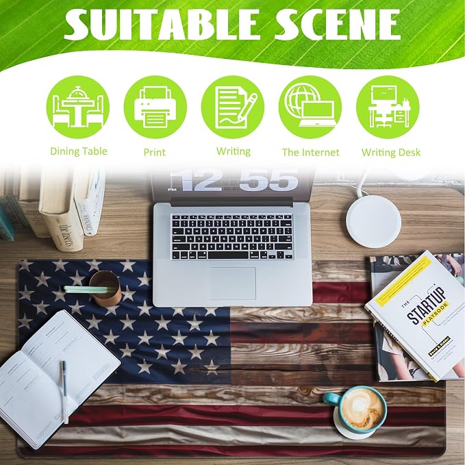 Large Gaming Mouse Pad for Desk, Wooden American Flag Desk Mat, Wooden USA Flag - Image 3