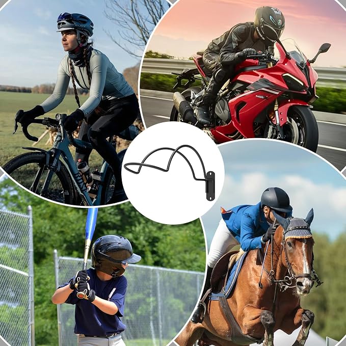 4 PCS Wall Mounted Helmet Rack Roma Helmet Holder Hook Multifunctionnal Metal - Image 6