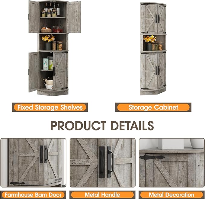 Vabches 64.8" Tall Farmhouse Corner Cabinet - Image 4