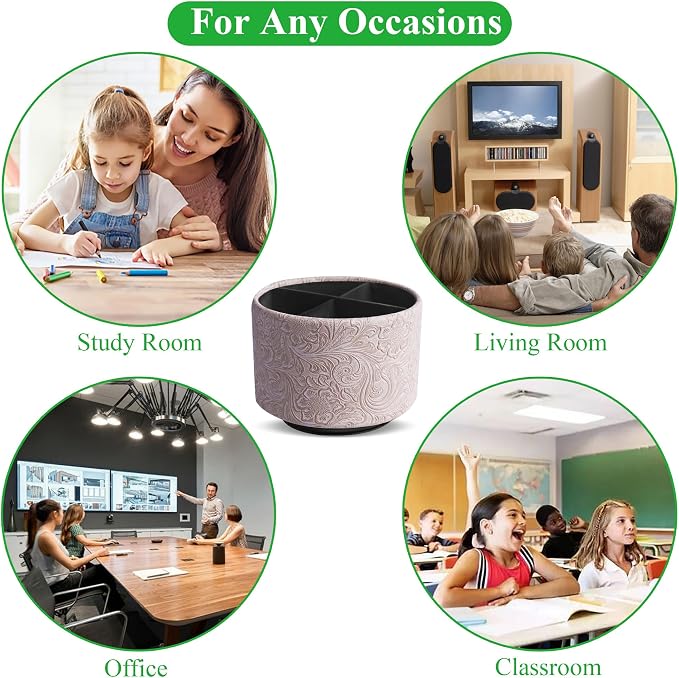 lizimandu Round Leather Art Supply Organizer, Remote Control Holder, 360 Degree - Image 8