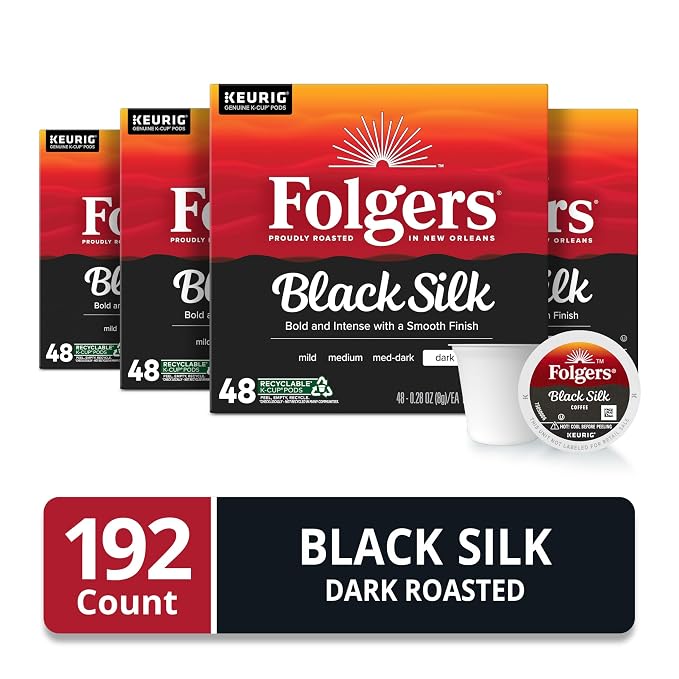 Folgers Black Silk Dark Roast Coffee, 192 Keurig K-Cup Pods - Image 3