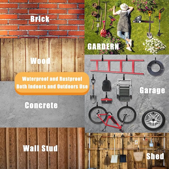 Heavy Duty Utility Hooks for Wall Mount, Garage Wall Hooks, Chainsaw & Leaf - Image 7