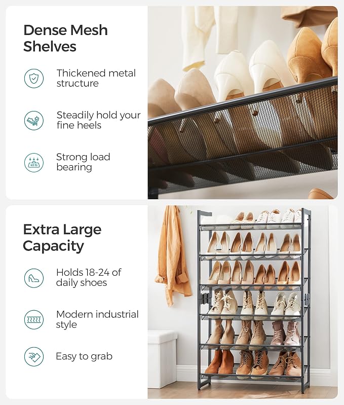 SONGMICS Shoe Rack, 6-Tier Shoe Organizer, Metal Rack - Image 7