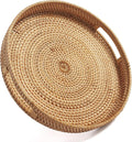 Round Rattan Serving Tray Decorative Woven Ottoman Trays by DECRAFTS