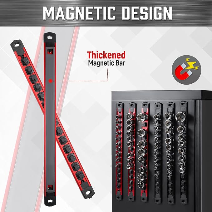 ALOANES Magnetic Socket Organizer 3/8-Inch Drive, Socket Rail Organizer Heavy - Image 5
