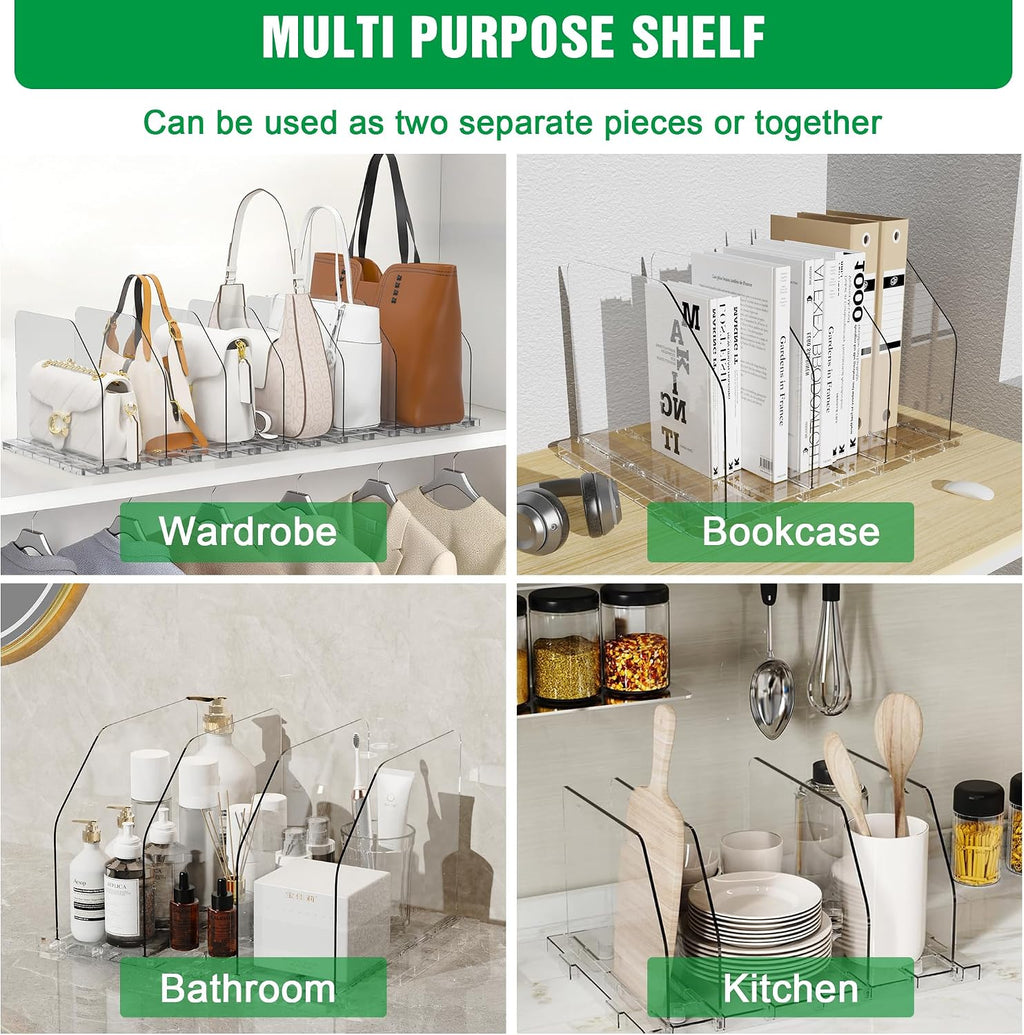Bag & Purse Organizer for Closet, 4 Sets Adjustable Clear Handbag