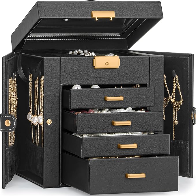 TORIBIO Jewelry Box for Women, Leather Jewelry Organizer by TORIBIO