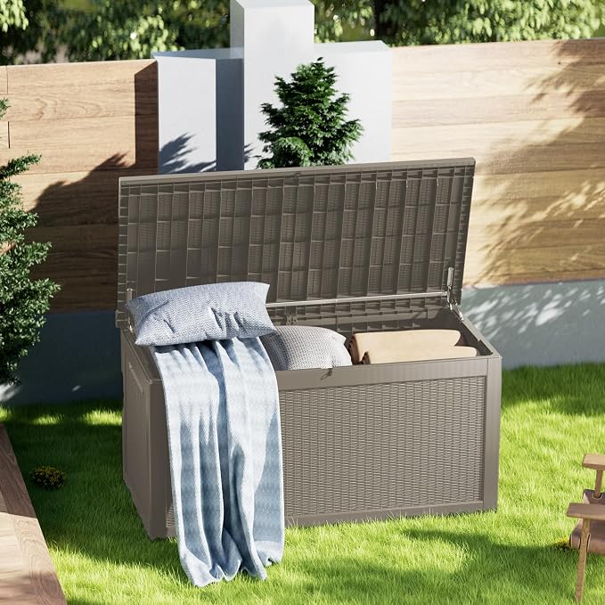 TARKARI 320 Gallon Lockable Resin Deck Box, Waterproof & UV-Resistant Outdoor - Image 3