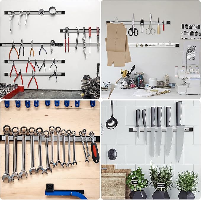 6 Pieces 24" Magnetic Tool Holder Strip, Stainless Steel Surface Tool Magnet Bar - Image 6