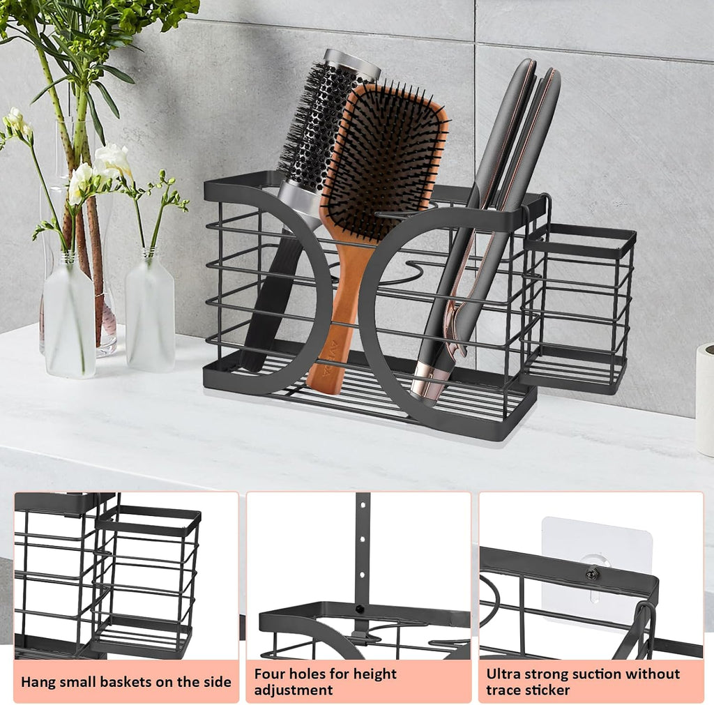 Elegant Black Cabinet Door/Wall Mounted 3-in-1 Hair Dryer Holder