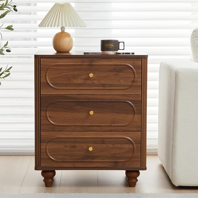 3 Drawer Fluted Dresser for Bedroom Set of 2, Mid Century Modern Chest of - Image 4