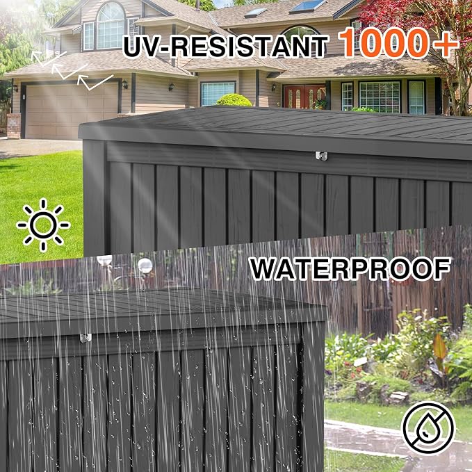 270 Gallon Outdoor Storage Box Waterproof Lockable Resin Deck Box Large - Image 6