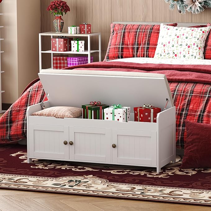 HOMEFORT 41.3" Shoe Bench with Lift Top Storage, Entryway Bench with Cushioned - Image 4