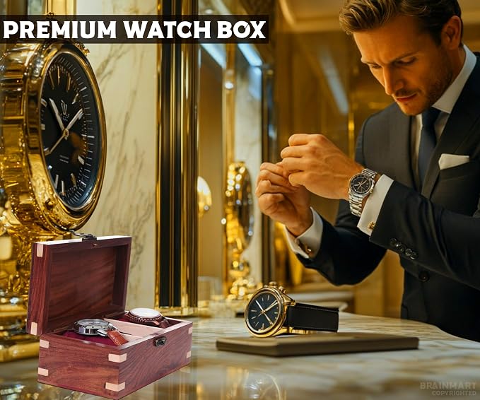 Wooden Watch Box for Men & Women, Watch Organizer & Display Case, Premium - Image 2