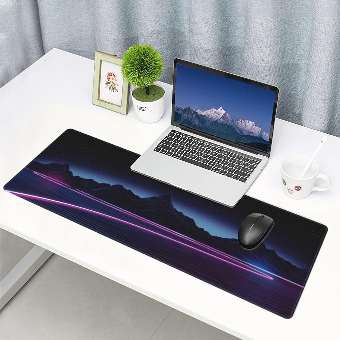 Neon Star Mountains Large Mouse Pad, Gaming Desk Mat, XL Keyboard Desk Pad Mat - Image 9