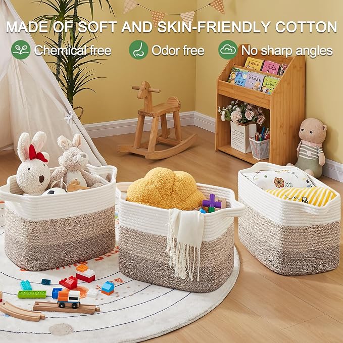 Storage Baskets for Organizing, Woven Baskets for Shelves, Rectangle Decorative - Image 5