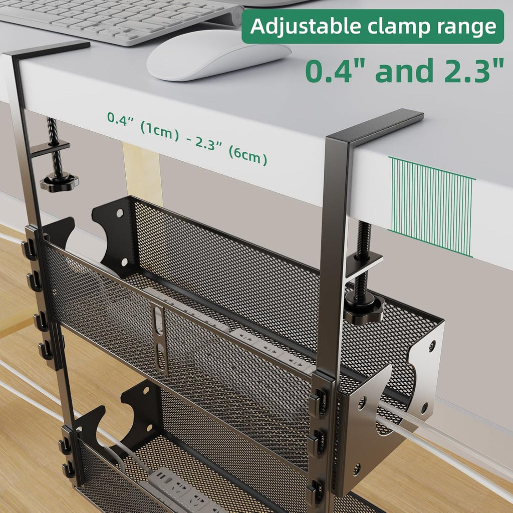 Multi-Model Under Desk Cable Management Tray 2 Packs Metal Under Desk