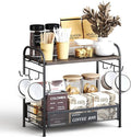 Coffee Bar Organizer for Countertop Station, Simple Assembly 2 Tier Shelf for by IBEDMAZIE