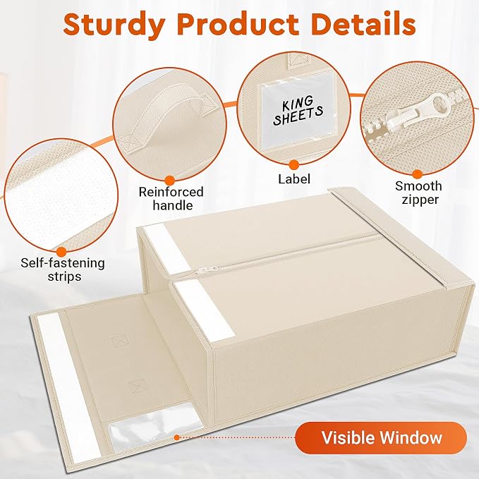 2 Pack Bed Sheet Closet Organizers and Storage, Sturdy Foldable Storage - Image 5