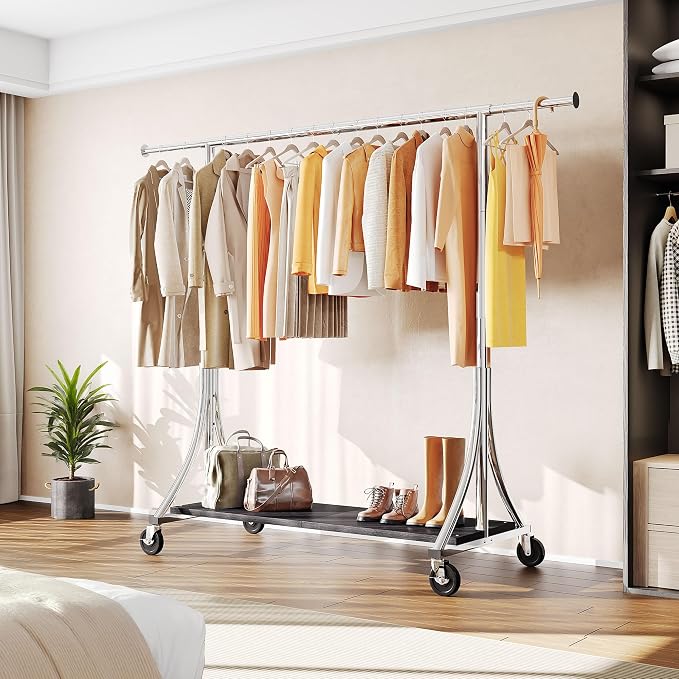 HOKEEPER Clothes Rack with Wood Shelves Height Adjustable Clothing Rack with - Image 2