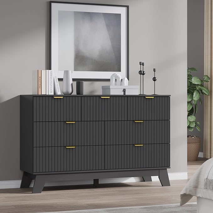 Fluted 7 Drawer Dresser, 47.2" Wide Modern Boho Chest of Drawers, Wooden - Image 7
