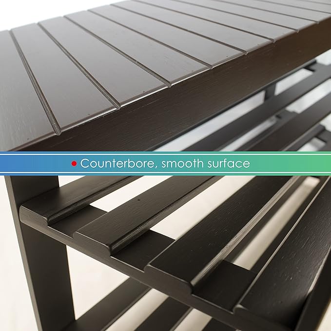 SMIBUY Sturdy Bamboo Shoe Rack Bench, 3-Tier Shoe Organizer, Storage Shelf - Image 7