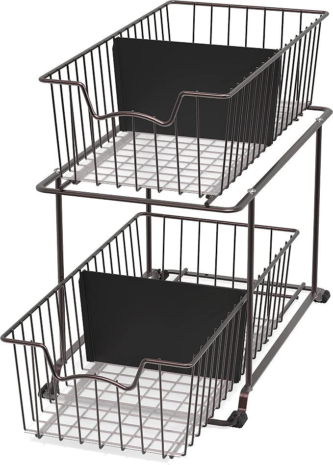 SimpleHouseware 2 Tier Cabinet Wire Basket Drawer Organizer - Image 6