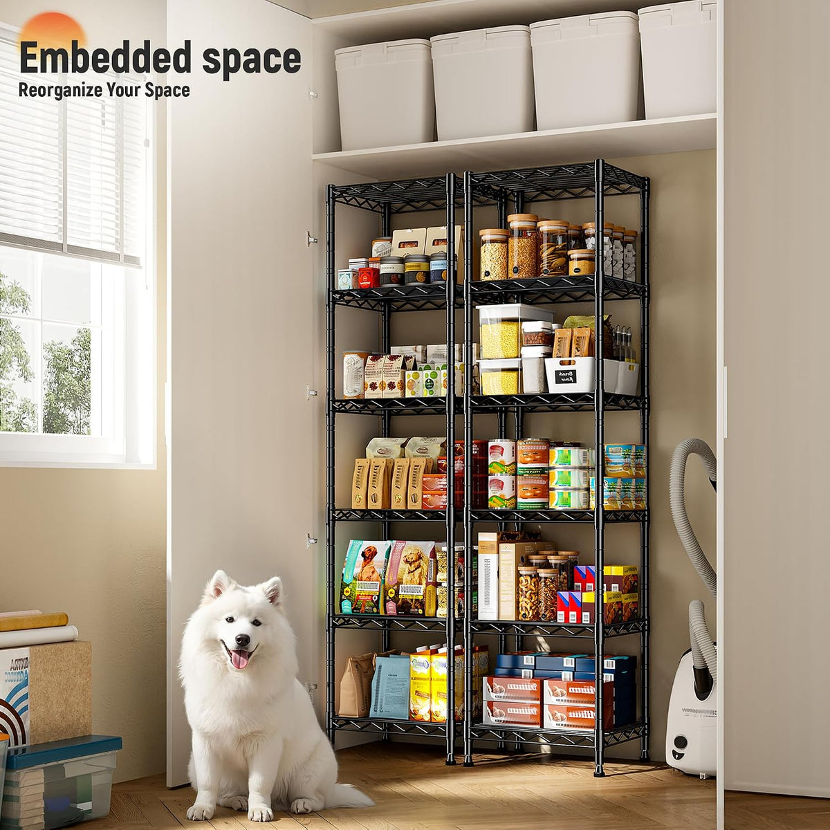 15.8" W 6-Tier Narrow Wire Shelving, Adjustable Shelves, Kitchen
