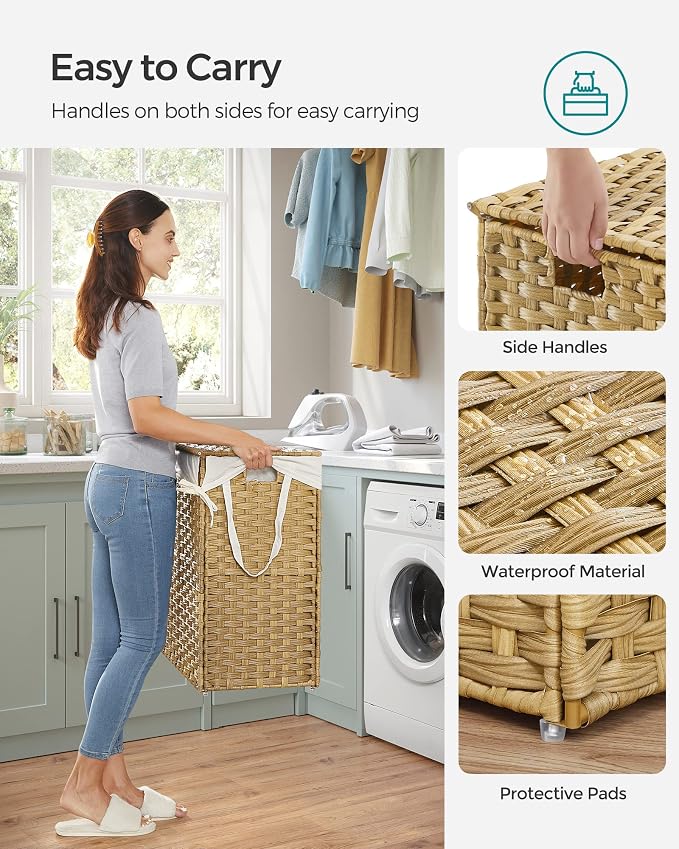 SONGMICS Laundry Hamper with Lid, 90L Clothes Hamper with 2 Removable Liner Bags - Image 7