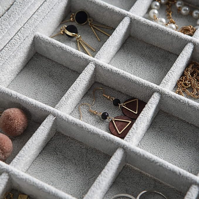 Frebeauty Velvet Jewelry Tray, 24 Grid Jewelry Organizer - Image 6
