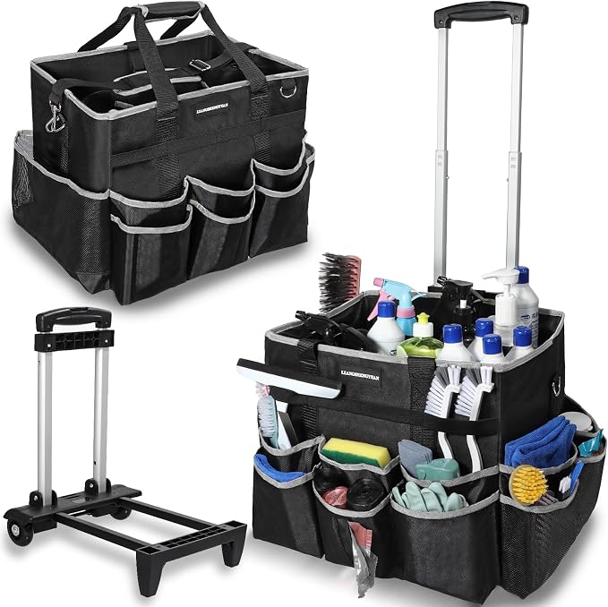 Large Rolling Cleaning Caddy Bag, Cleaning Caddy by LIANGSHENGYUAN