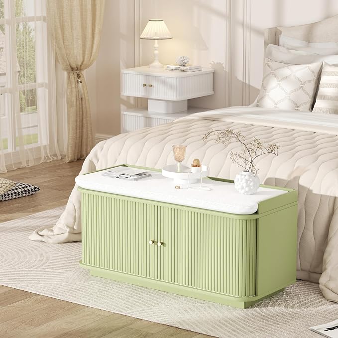 Hall Tree with Bench and Shoe Storage, Entryway Bench with Sliding Door Cabinet - Image 5