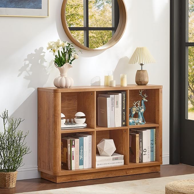 6 Cube Storage Book Shelf, Floor Standing 2-Tier Wooden Bookshelf - Image 5