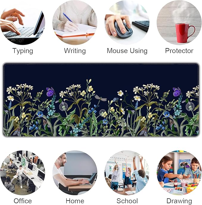 Weeds Flowers Large Mouse Pad, Gaming Keyboard Desk Pad, Extended Mouse Mat - Image 7