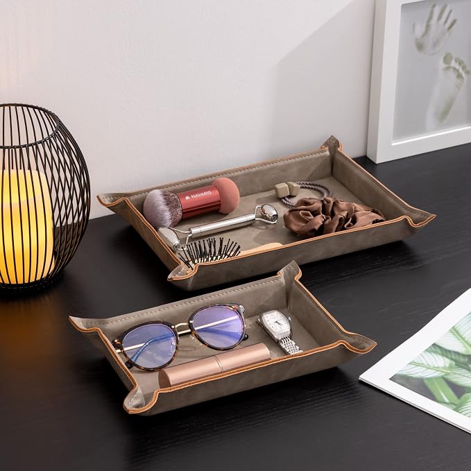 Navaris Faux Leather Tray Set - Image 2
