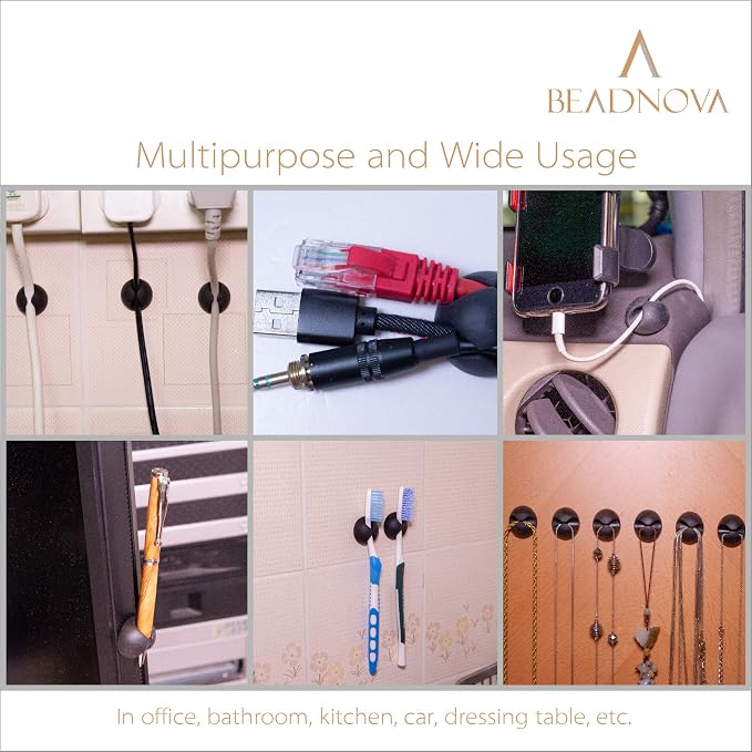 BEADNOVA Cable Clips Cord Organizer Cable Management Wire Cord Holder 2 Slots - Image 4