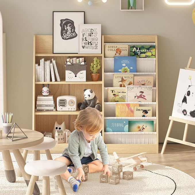 4 Tier Kids Bookshelf Baby Toddler Book Rack Children Bookcase Toy Storage - Image 2