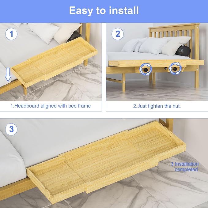 MinBoo Expandable Nightstand Shelf Bamboo College Caddy - Image 5