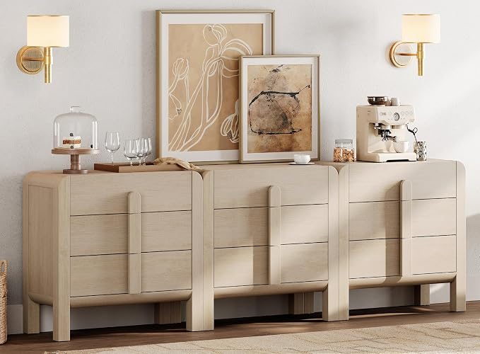 WAMPAT 3 in 1 9 Drawer Dresser for Bedroom, 94.5" Wide Mid Century Modern Wide - Image 4