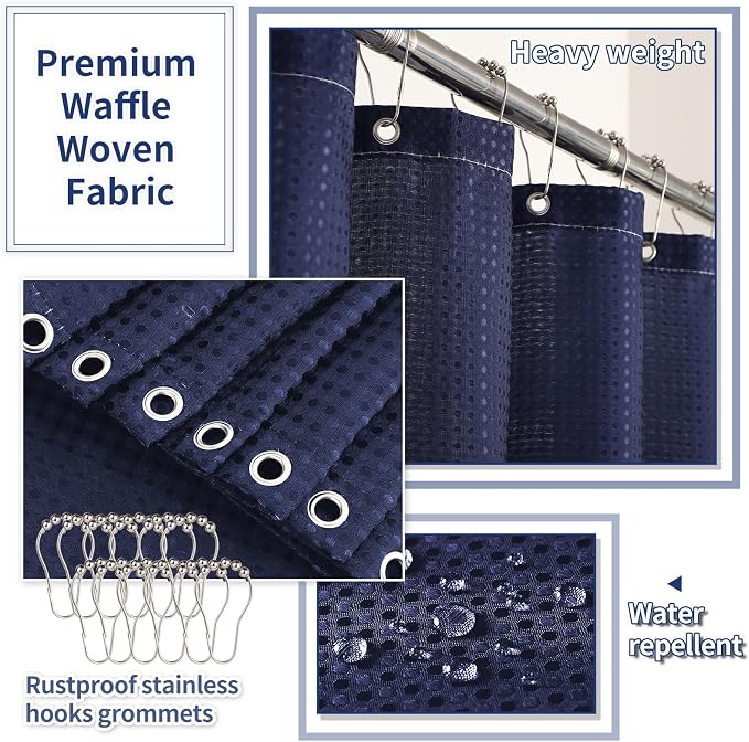 Bathroom Set with Shower Curtain and Rugs- 25PC Blue Bathroom Accessory Set - Image 7
