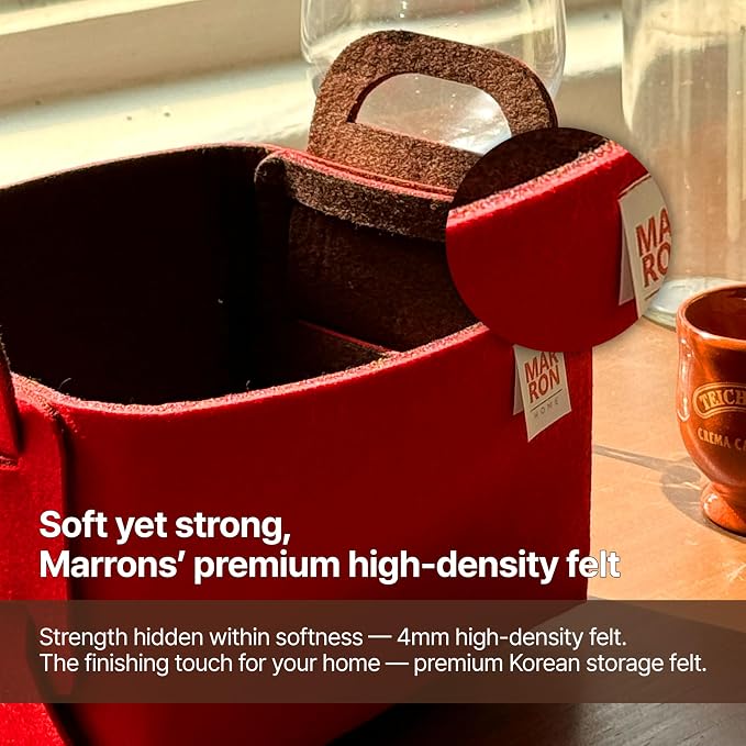 Collapsible Felt Redchoco Storage Bin Small 7.1"x5.1"x5.1" – Foldable Basket - Image 2