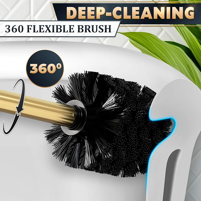 Gold Toilet Brush and Holder Set - Image 7