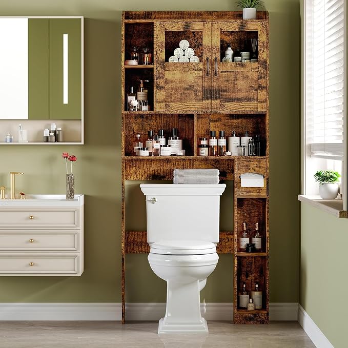 Over Toilet Storage Cabinet, 67 Inch Wall Mounted Tall Cabinet, Freestanding - Image 5
