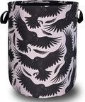 Black Birds With Feathers Laundry Hamper With Handles Foldable Oxford Cloth by SELIONLIKN