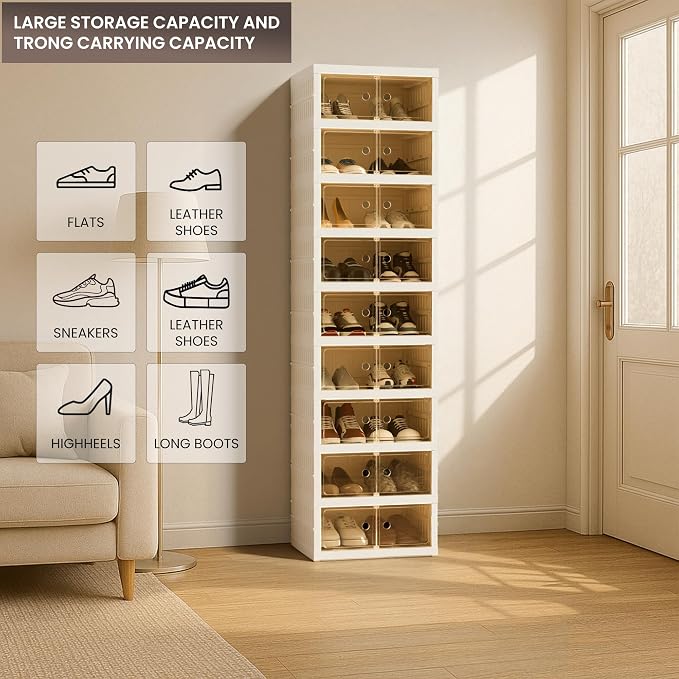 Foldable Shoe Organizer Storage Box, Portable Extra Large Folding Shoe Rack - Image 5