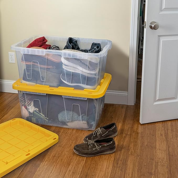 CX BLACK & YELLOW, 27-Gallon Heavy Duty Clear Storage Container & Snap-Tight Lid - Image 7
