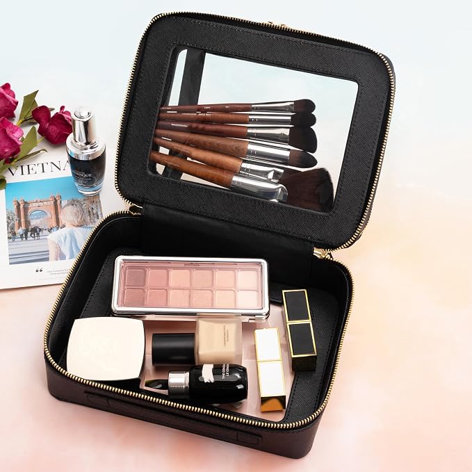 Aveniee XL Clear Makeup Organizer, Double Layer Travel Cosmetic Case - Image 3