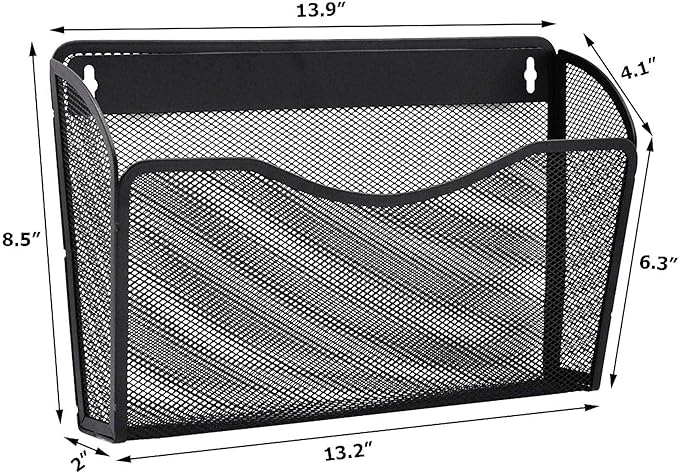 EASEPRES 3 Single Pocket Mesh Hanging File Organizer, Vertical Wall Mounted - Image 2